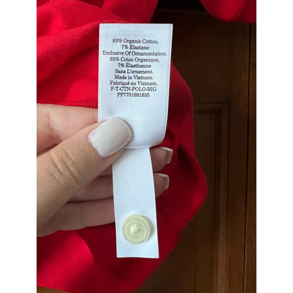 NWT Everlane Women's Organic Cotton Polo Shirt Red Fitted Short Sleeve Top SZ S - Picture 9 of 11